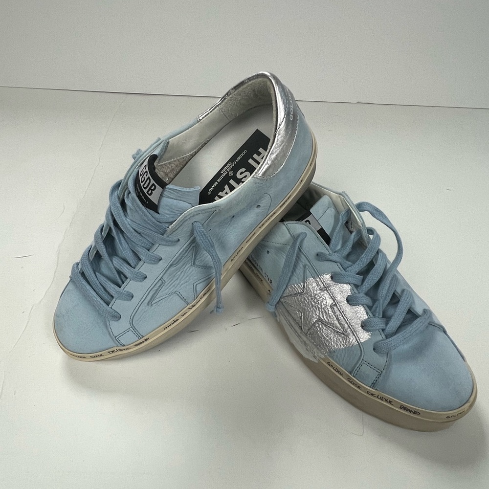 Golden Goose GGDB/HiStar Lt. blue w/ Silver stripe. Brand new never been worn.